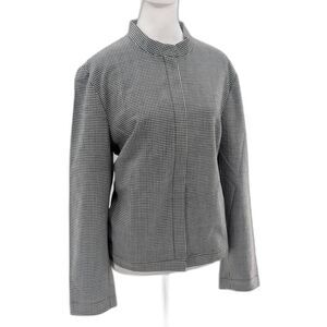Talbots Petites Blazer Vintage Checkered Black White Coat Size Large